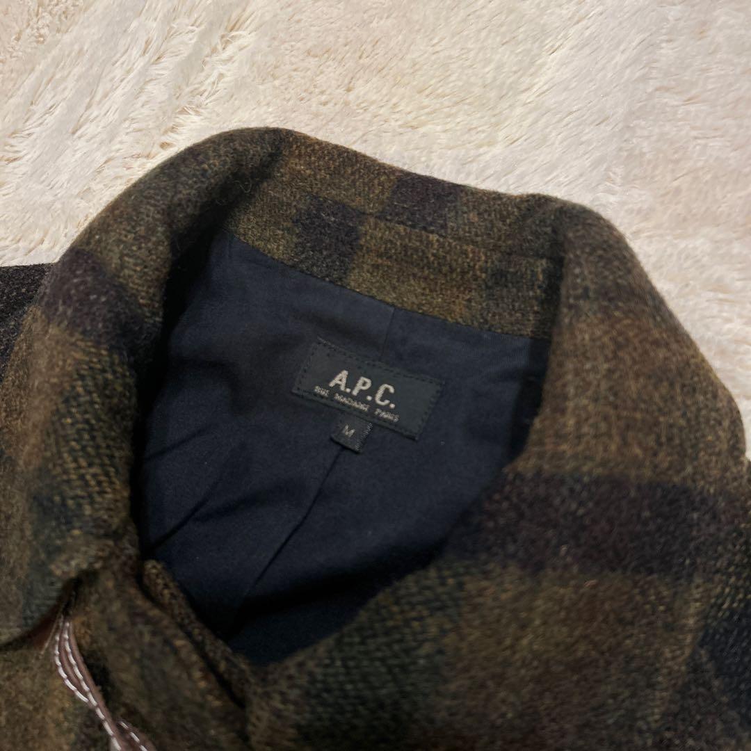 A.P.C アーペーセー チェック柄 ダッフルコート ウール ブラウン系