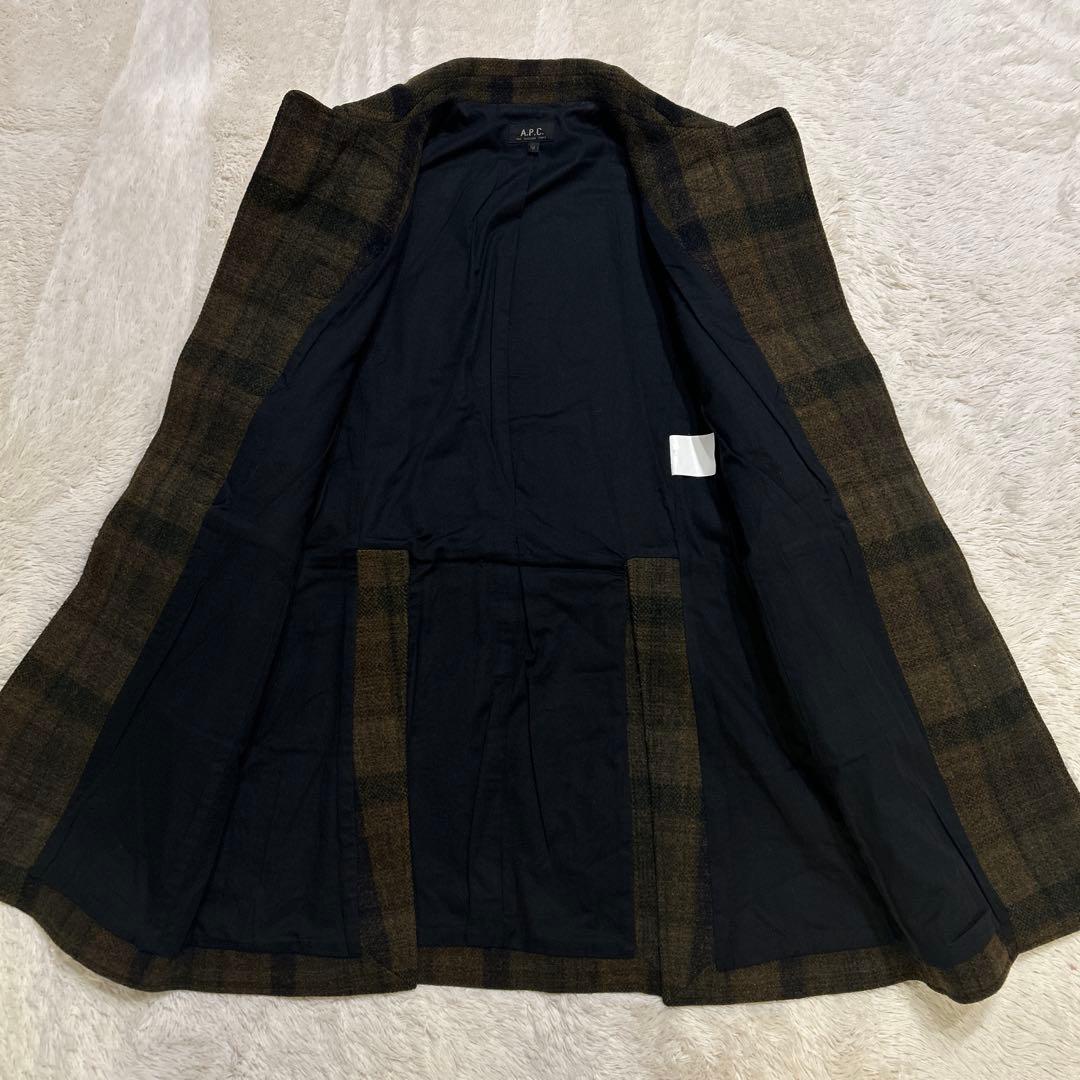 A.P.C アーペーセー チェック柄 ダッフルコート ウール ブラウン系