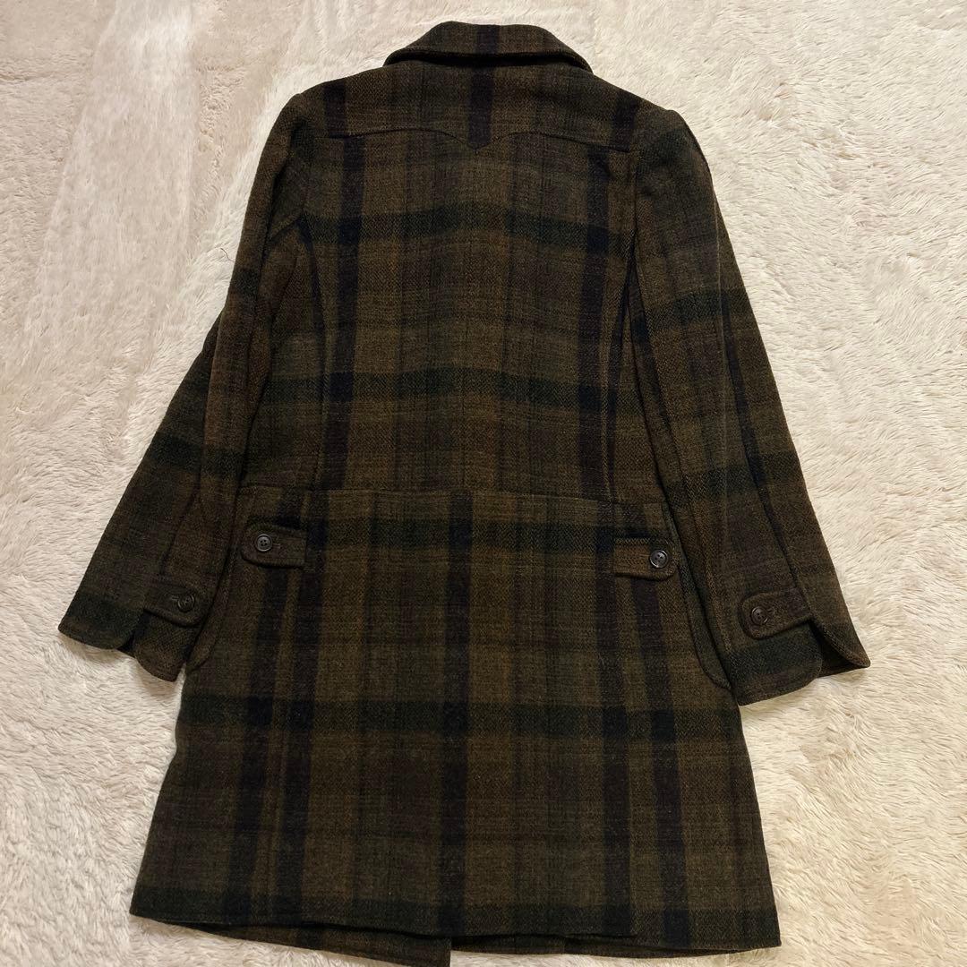 A.P.C アーペーセー チェック柄 ダッフルコート ウール ブラウン系
