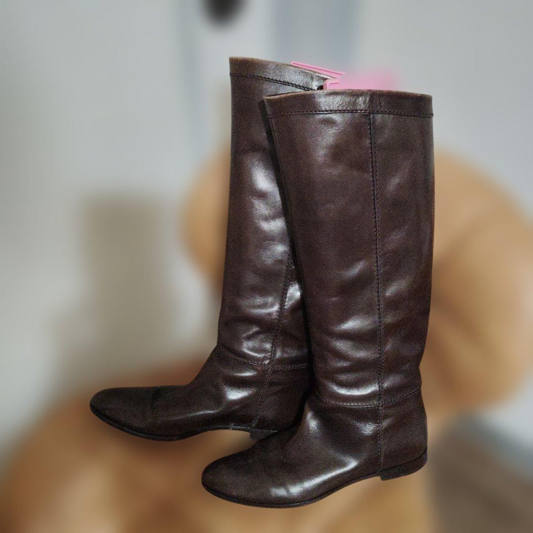 hane様2点おまとめセルジオロッシ　レザーロングブーツ茶37　レディニット