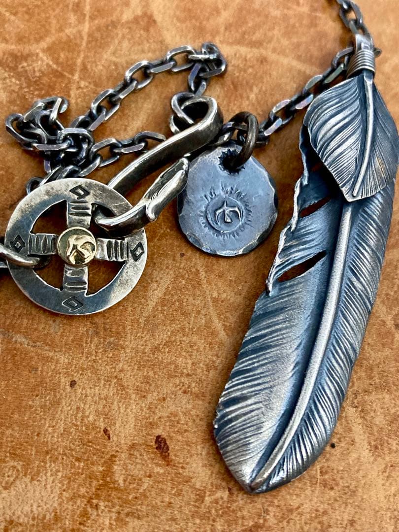 ゴローズ　上銀特大フェザー　太陽メタル　イーグルフック細角チェーン　セット