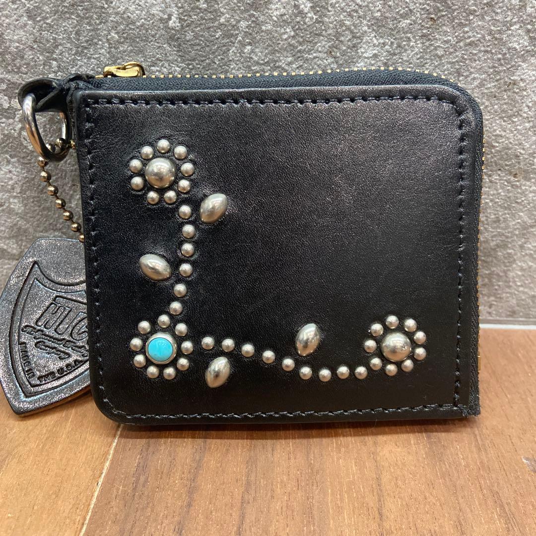 希少 HTC ミニウォレット ケース フラワースタッズ ターコイズ