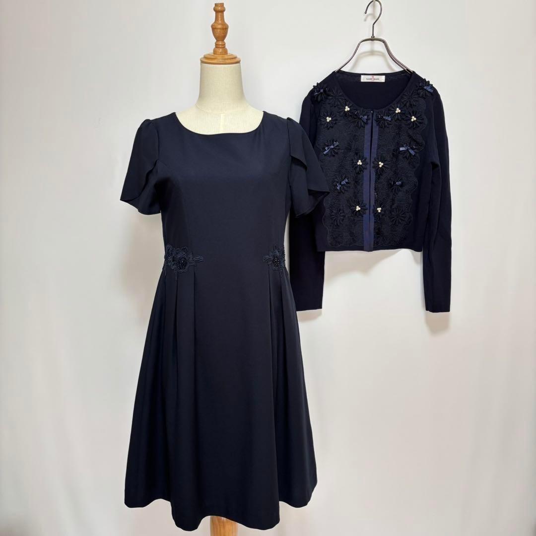 美品GALLERY VISCONTI花柄刺繍パール装飾カーディガン　ワンピース2