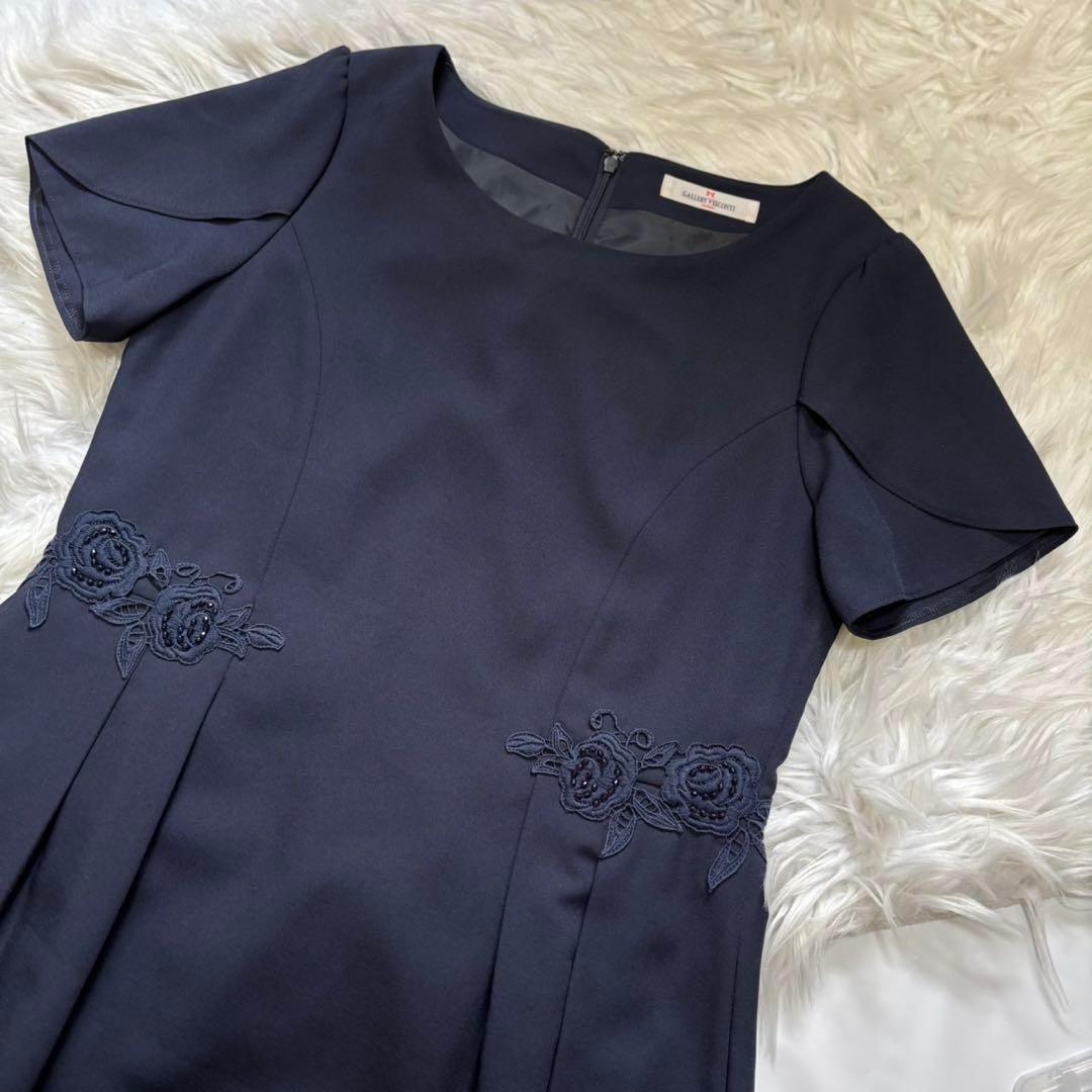 美品GALLERY VISCONTI花柄刺繍パール装飾カーディガン　ワンピース2