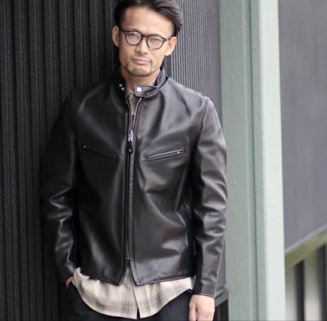 ◆【超美品】schott 641XX ブラックUSA製シングルレザーJKT 36
