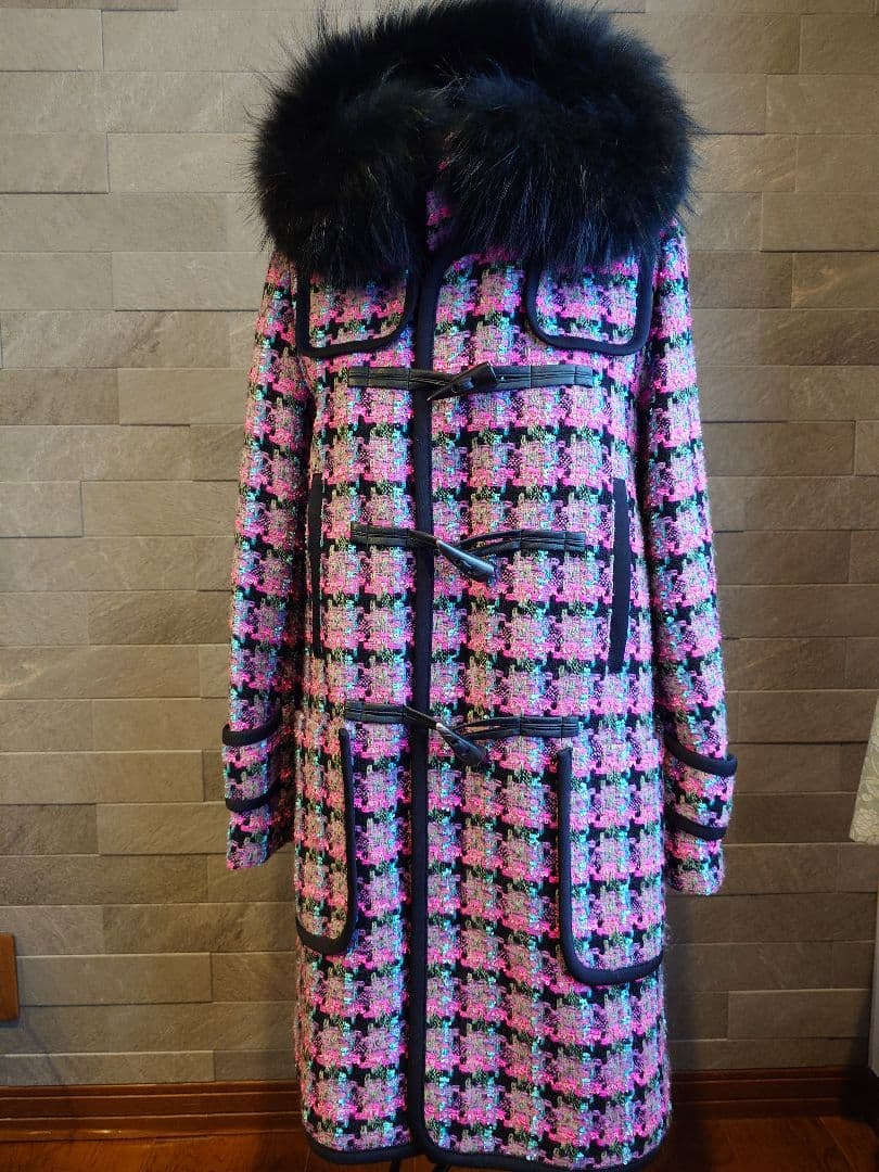 英国ツィードダッフルコート ファー付き