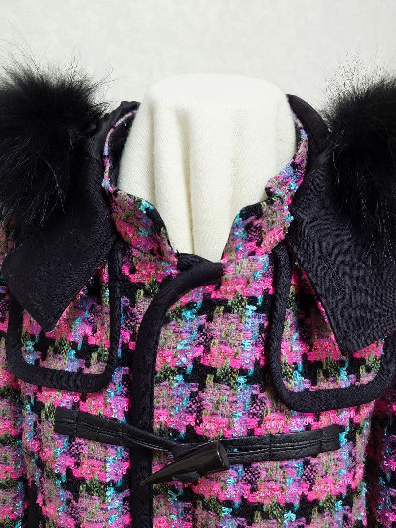 英国ツィードダッフルコート ファー付き