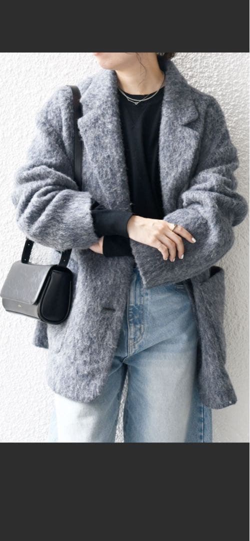 SHIPS any ウールミックスシャギーシングルコート