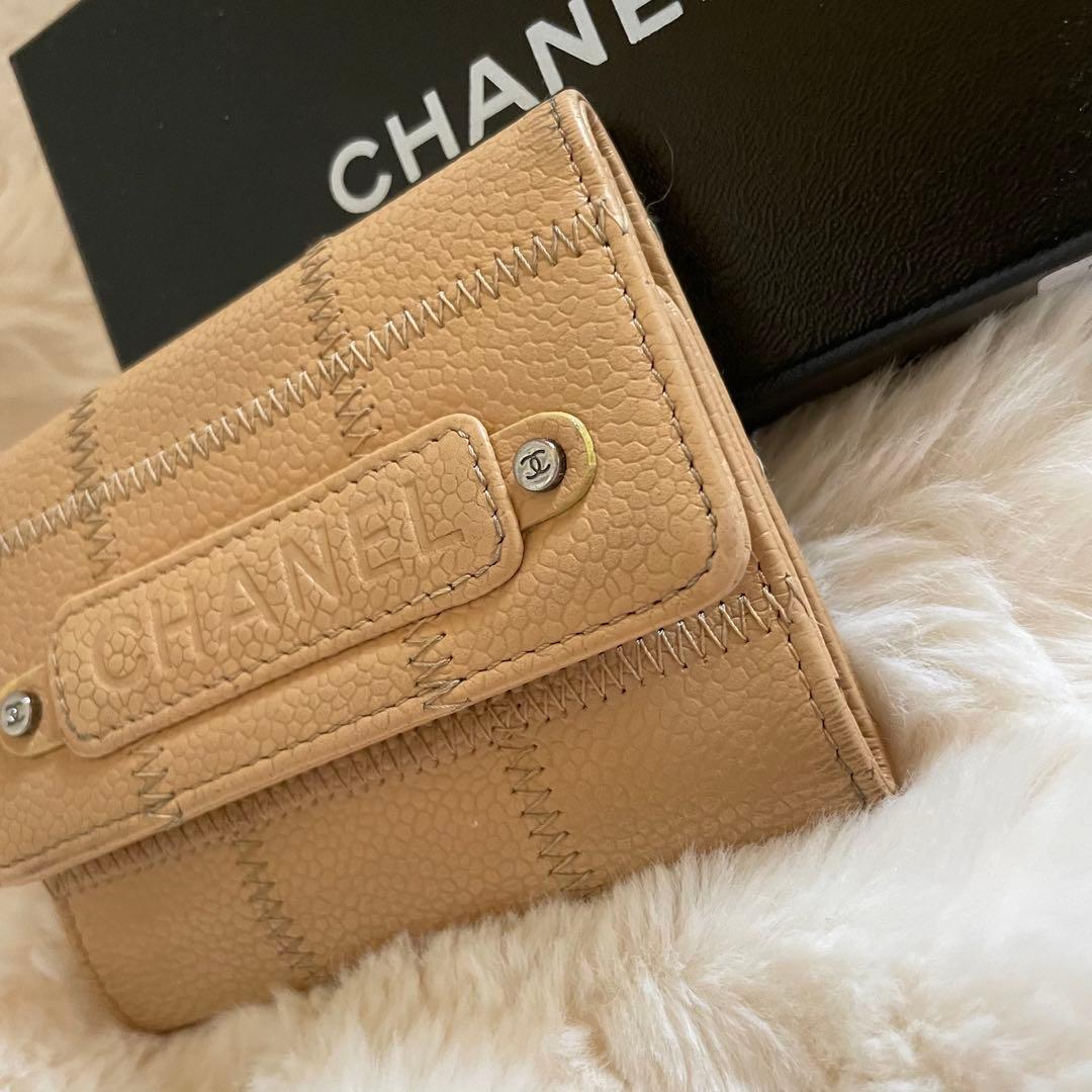 CHANEL シャネル キャビアスキン チョコバー 6連 キーケース ベージュ