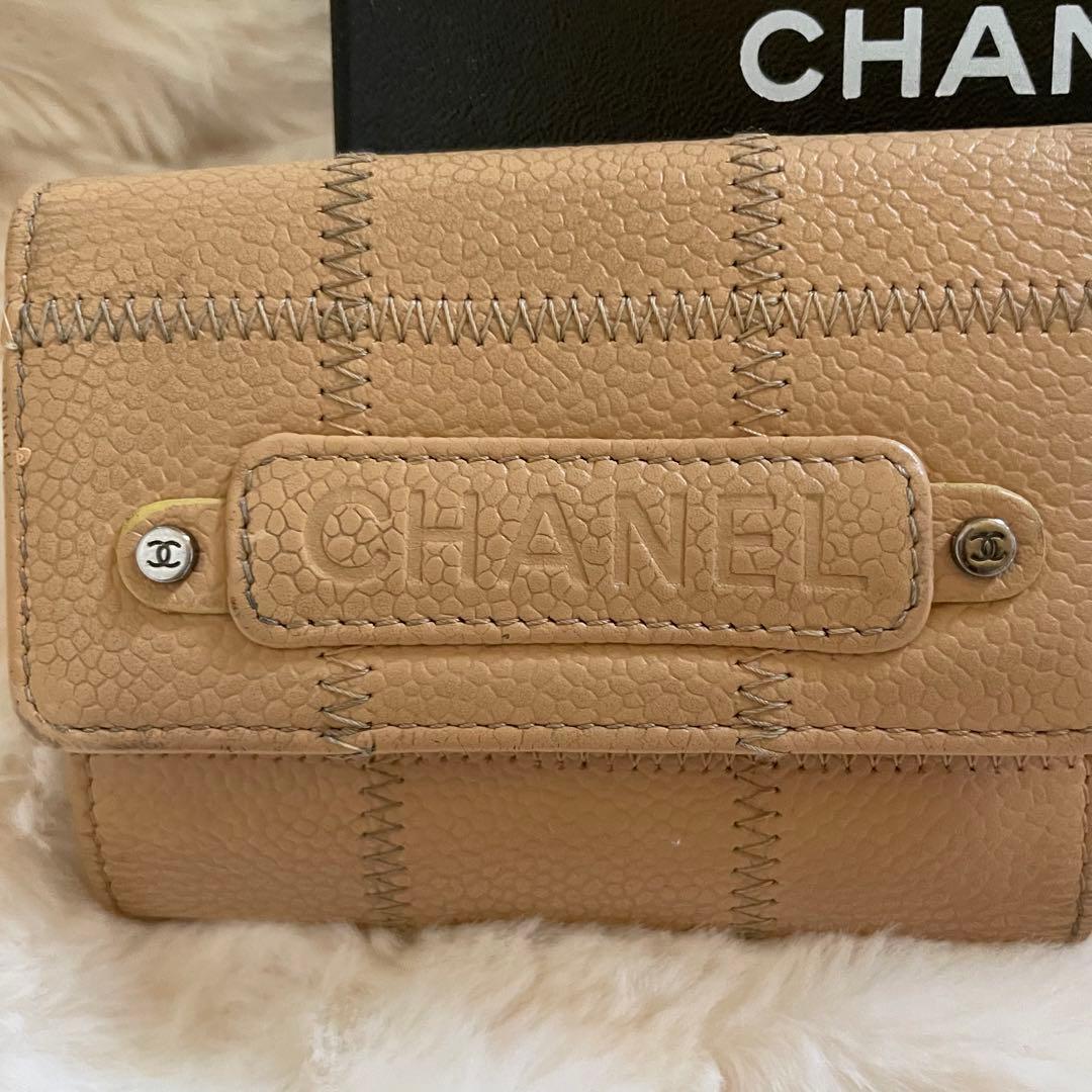 CHANEL シャネル キャビアスキン チョコバー 6連 キーケース ベージュ