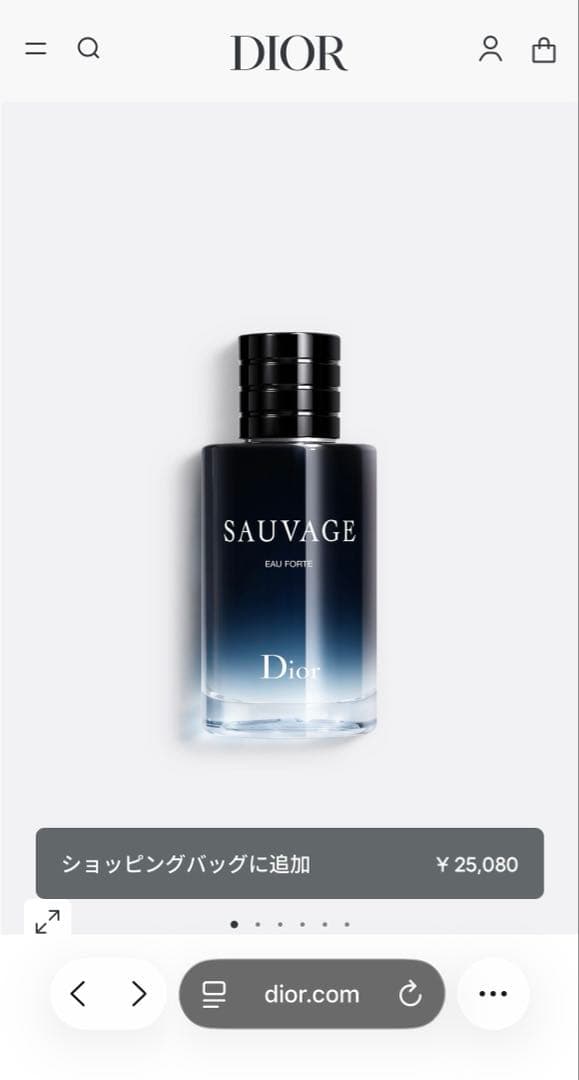 香水(男性用) Dior SAUVAGE EAU FORTE 100ml