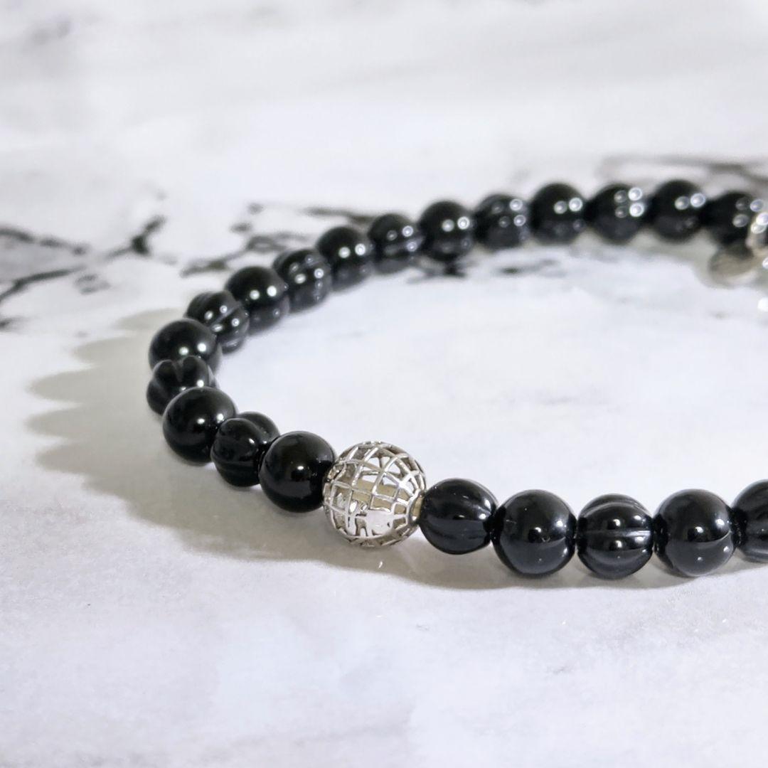 タテオシアンTATEOSSIANラウンドオニキス数珠ビーズブレスレットカフス