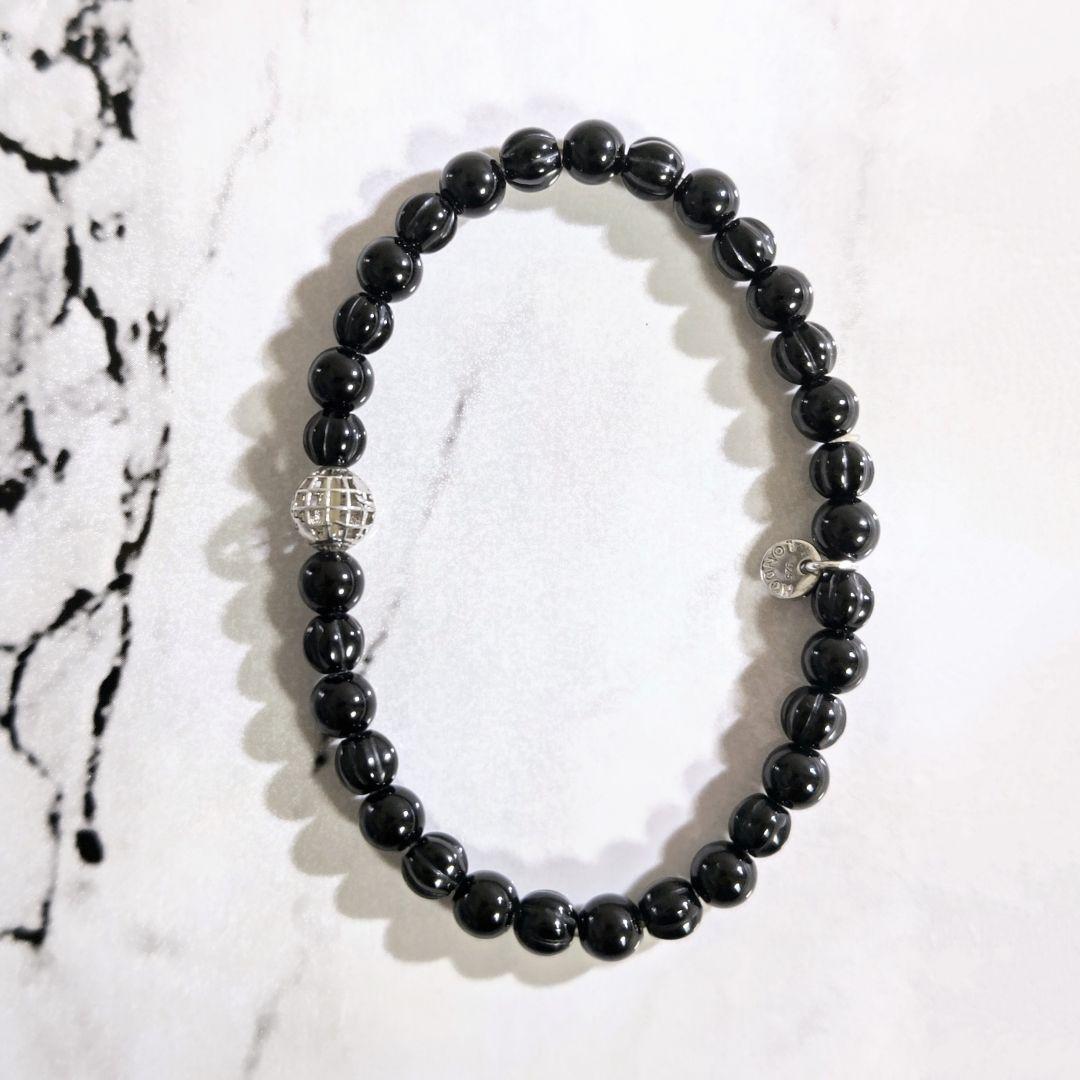 タテオシアンTATEOSSIANラウンドオニキス数珠ビーズブレスレットカフス