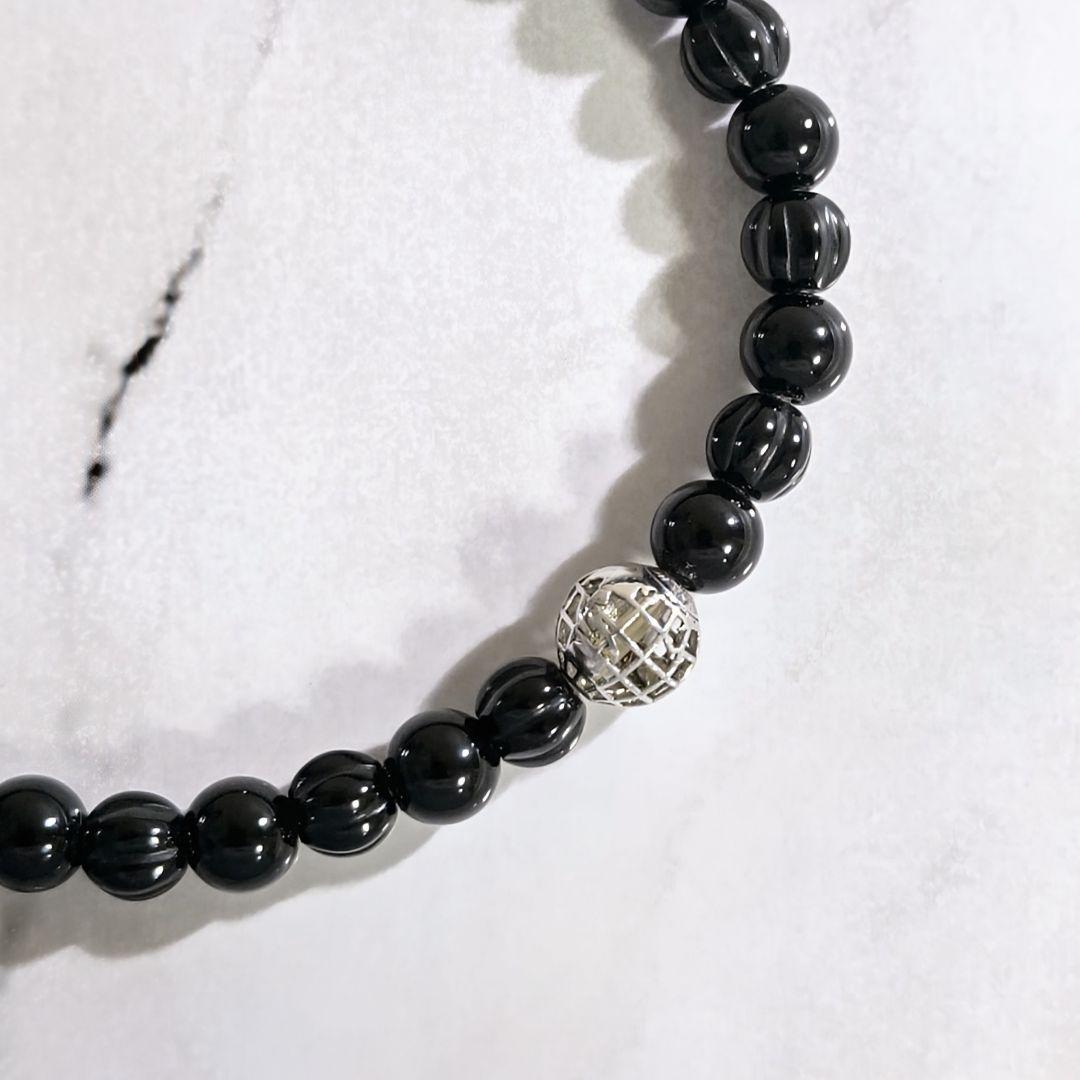 タテオシアンTATEOSSIANラウンドオニキス数珠ビーズブレスレットカフス