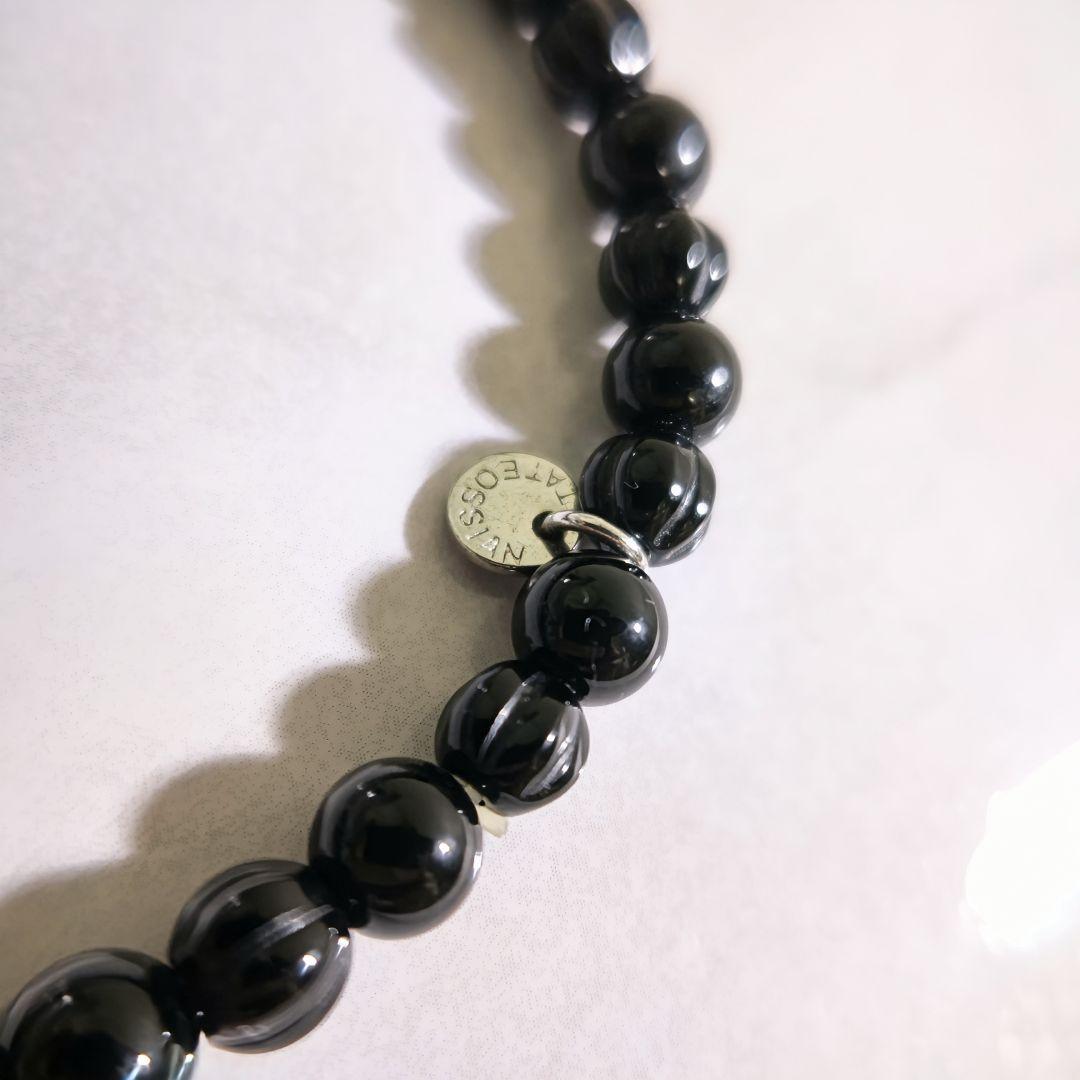 タテオシアンTATEOSSIANラウンドオニキス数珠ビーズブレスレットカフス