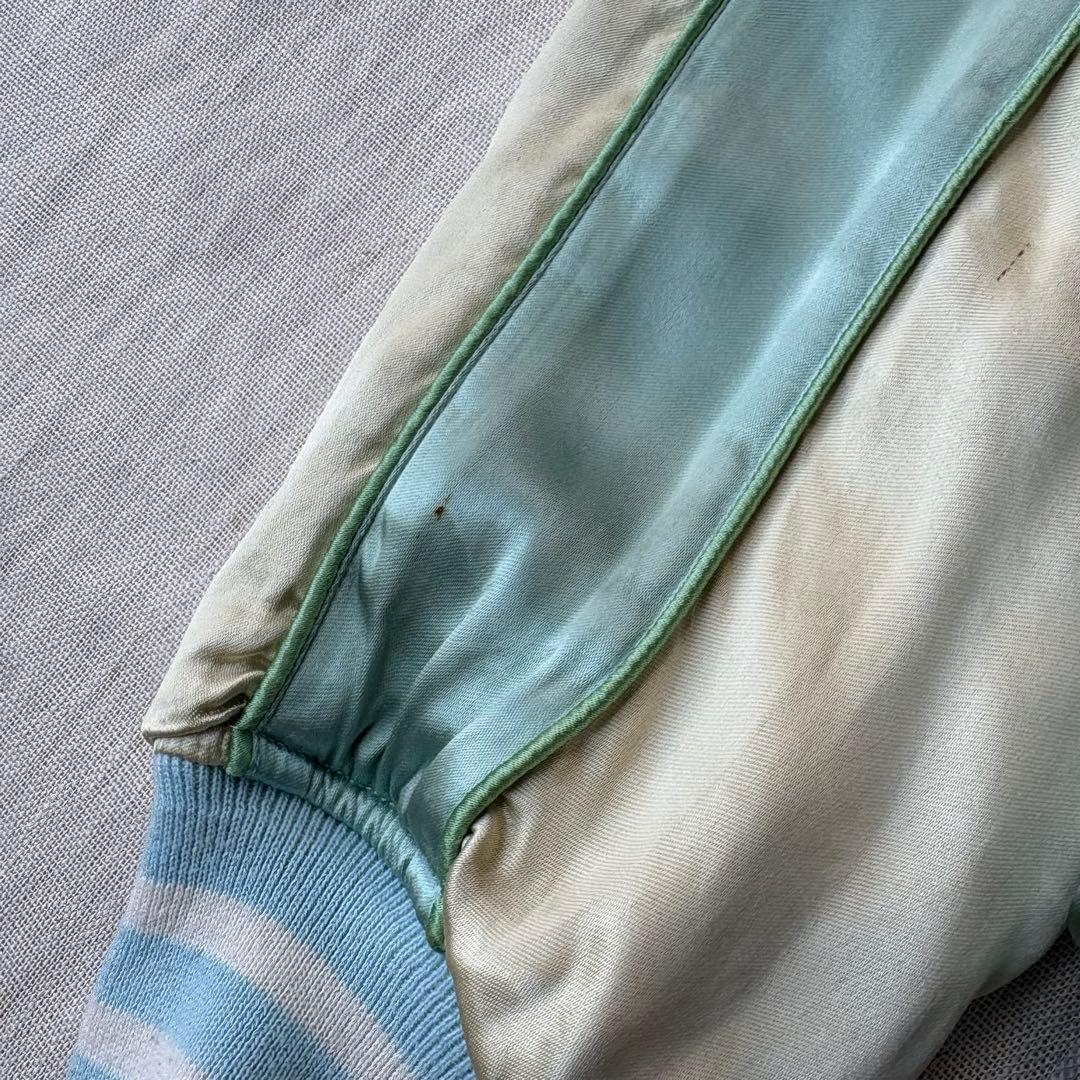 AVIREX アヴィレックス ベロア ハート スカル スカジャン 刺繍 水色