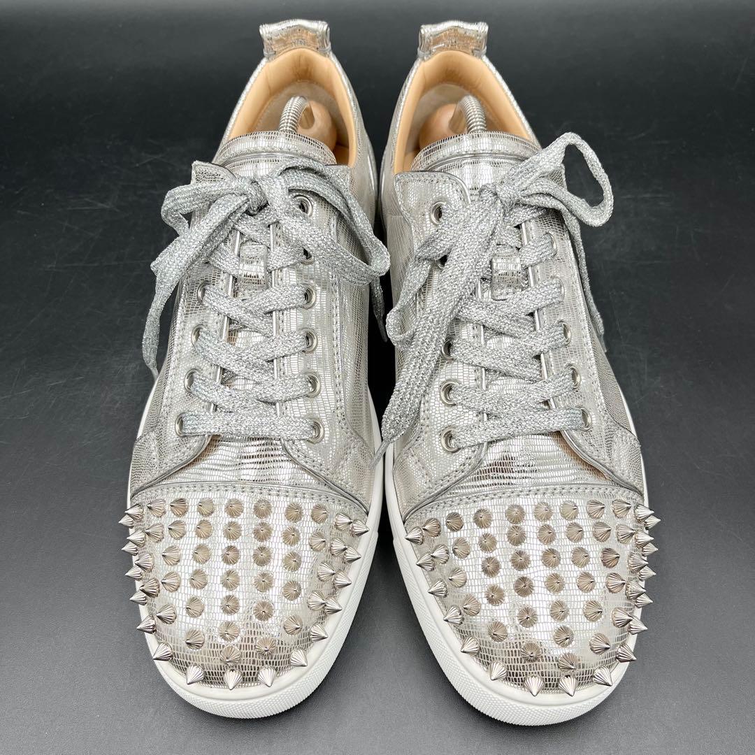 美品✨ クリスチャンルブタン シルバー型押し スパイクスタッズ 27cm相当