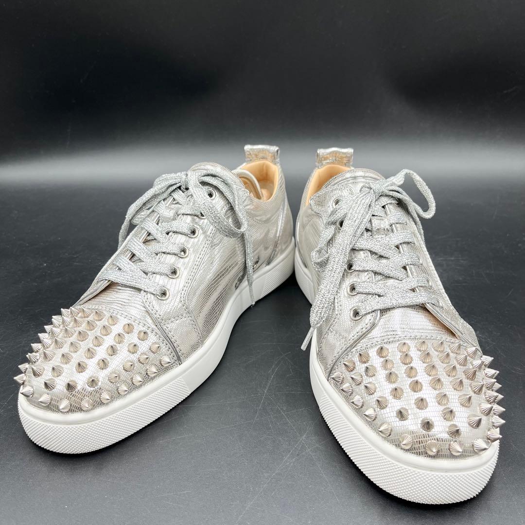 美品✨ クリスチャンルブタン シルバー型押し スパイクスタッズ 27cm相当