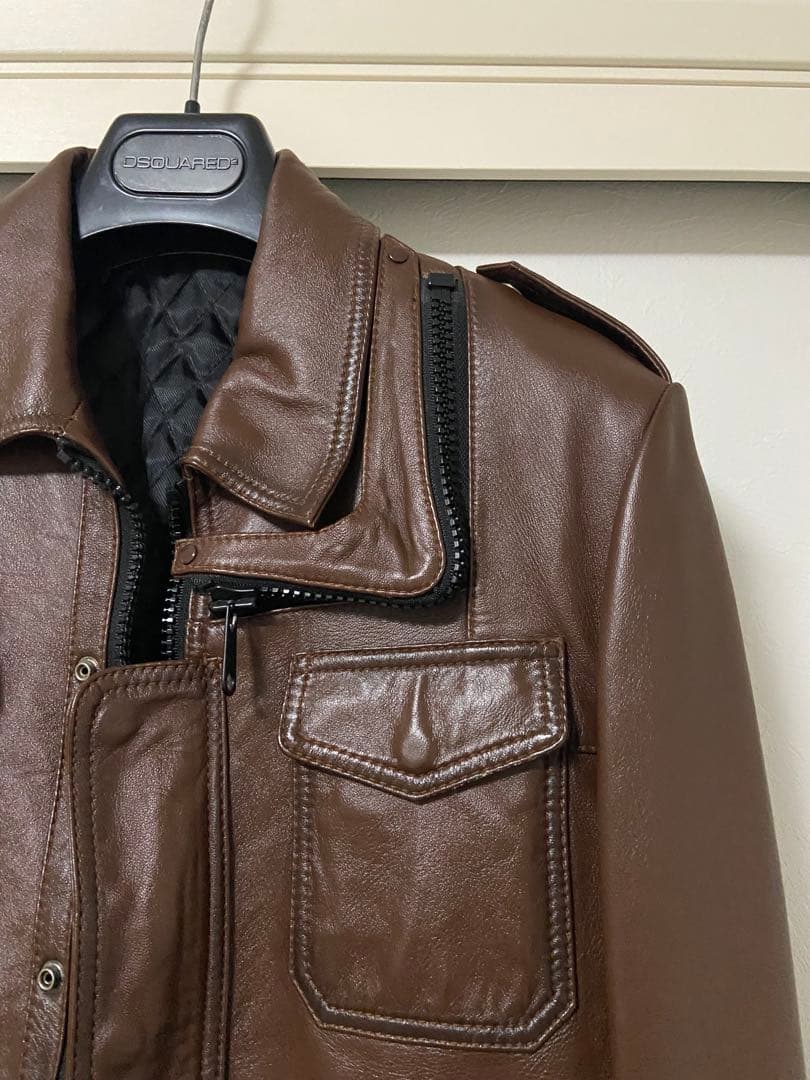 値下げ　stud homme Lジップレザーライダース　エディ　ブラウン