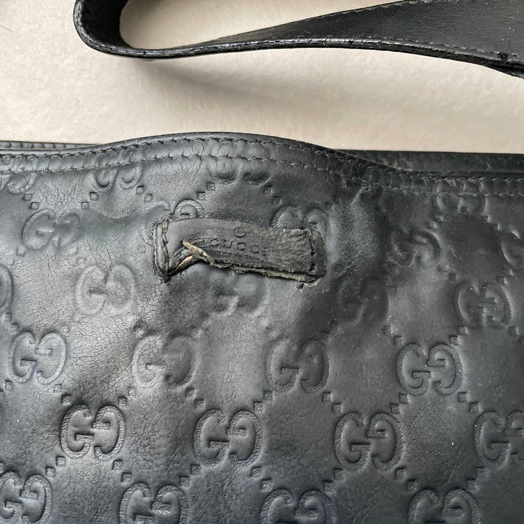 グッチ GUCCI レザー ショルダーバッグ GG サコッシュ ブラック