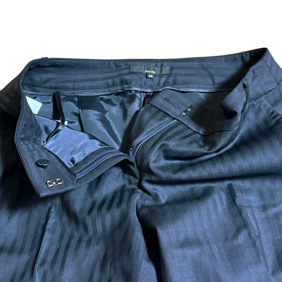 アイシービー☆パンツスーツ　ストライプ　テーラードジャケット　42 大きいサイズ