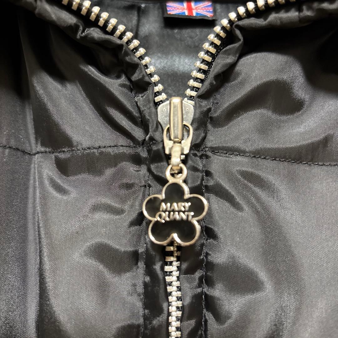 美品 MARY QUANT ブラック ファー付 ダウンジャケット コート M 黒