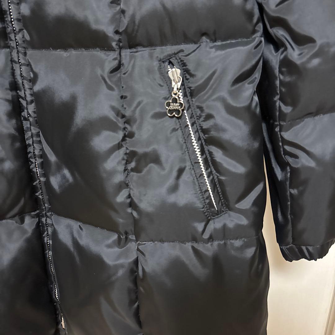 美品 MARY QUANT ブラック ファー付 ダウンジャケット コート M 黒