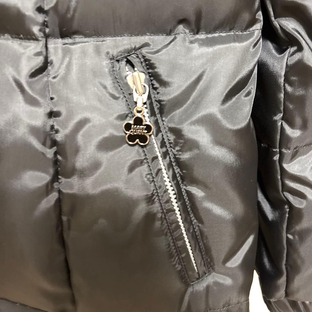 美品 MARY QUANT ブラック ファー付 ダウンジャケット コート M 黒