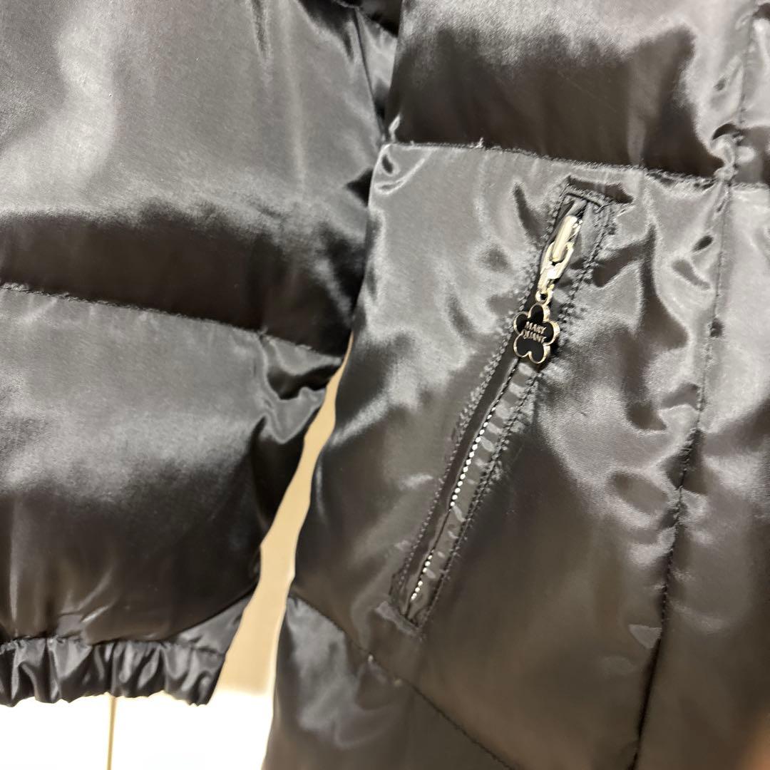 美品 MARY QUANT ブラック ファー付 ダウンジャケット コート M 黒