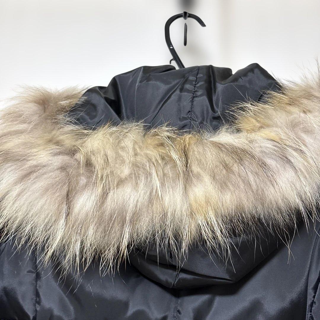 美品 MARY QUANT ブラック ファー付 ダウンジャケット コート M 黒