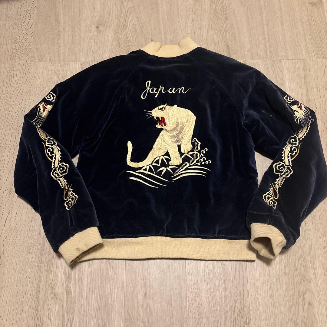 K.Mayerスカジャン 別珍×サテン 虎 鷹刺繍 Japan M 90s