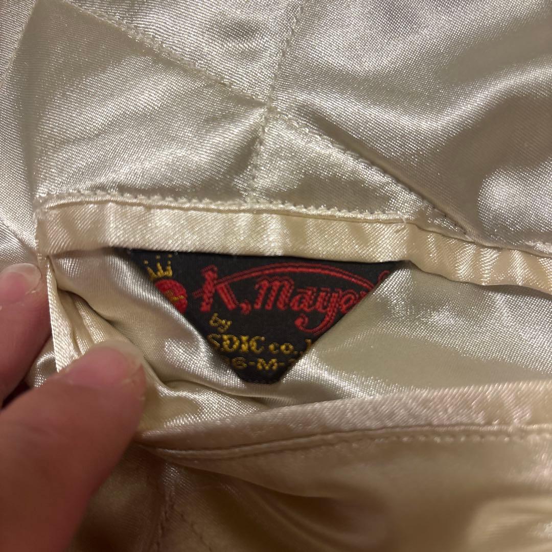 K.Mayerスカジャン 別珍×サテン 虎 鷹刺繍 Japan M 90s