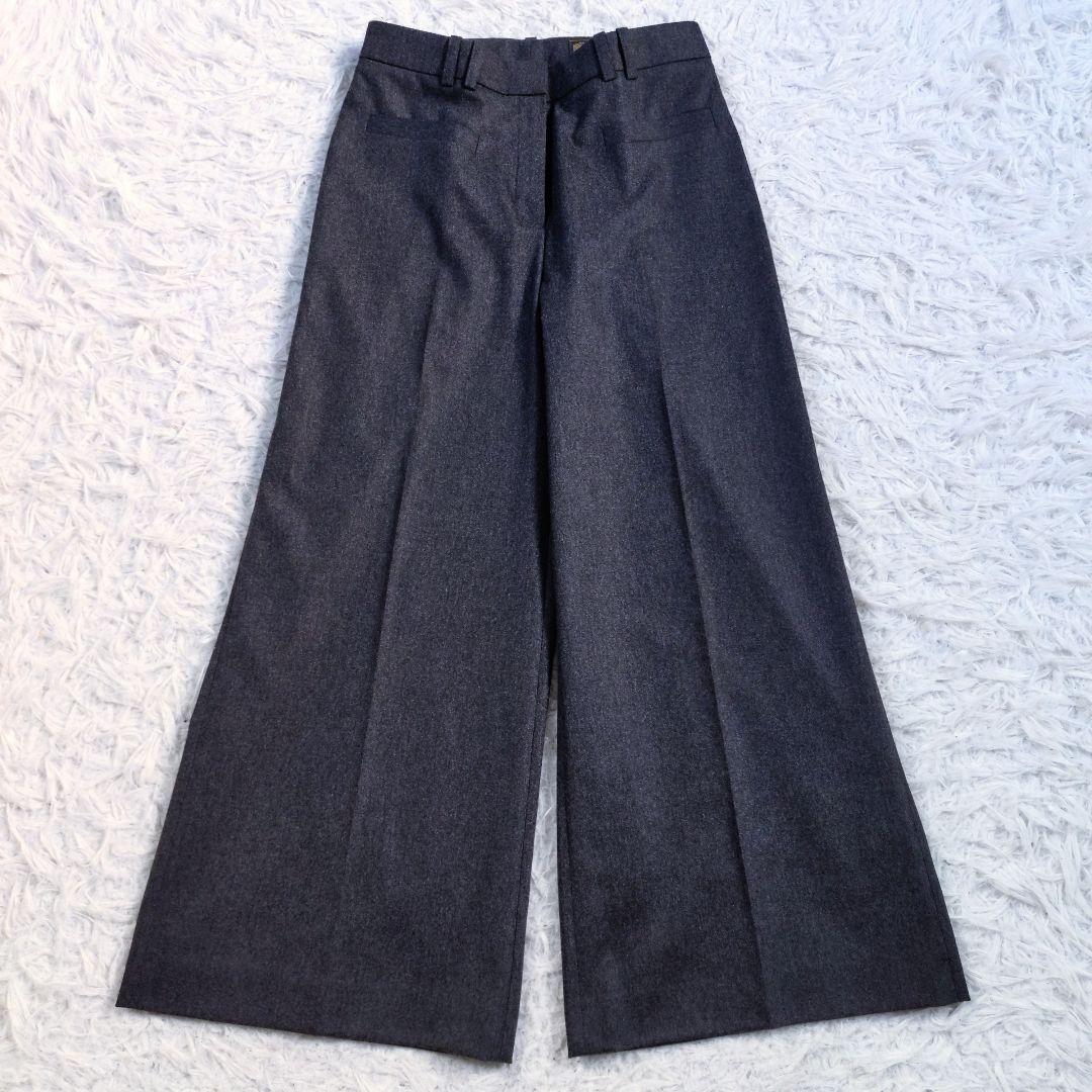 ノーカラースーツ　ワイドパンツ　ブルックスブラザーズ　カシミヤ混　グレー系