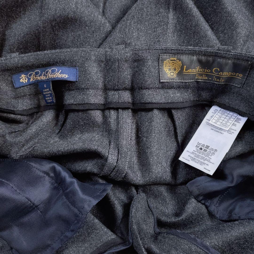 ノーカラースーツ　ワイドパンツ　ブルックスブラザーズ　カシミヤ混　グレー系