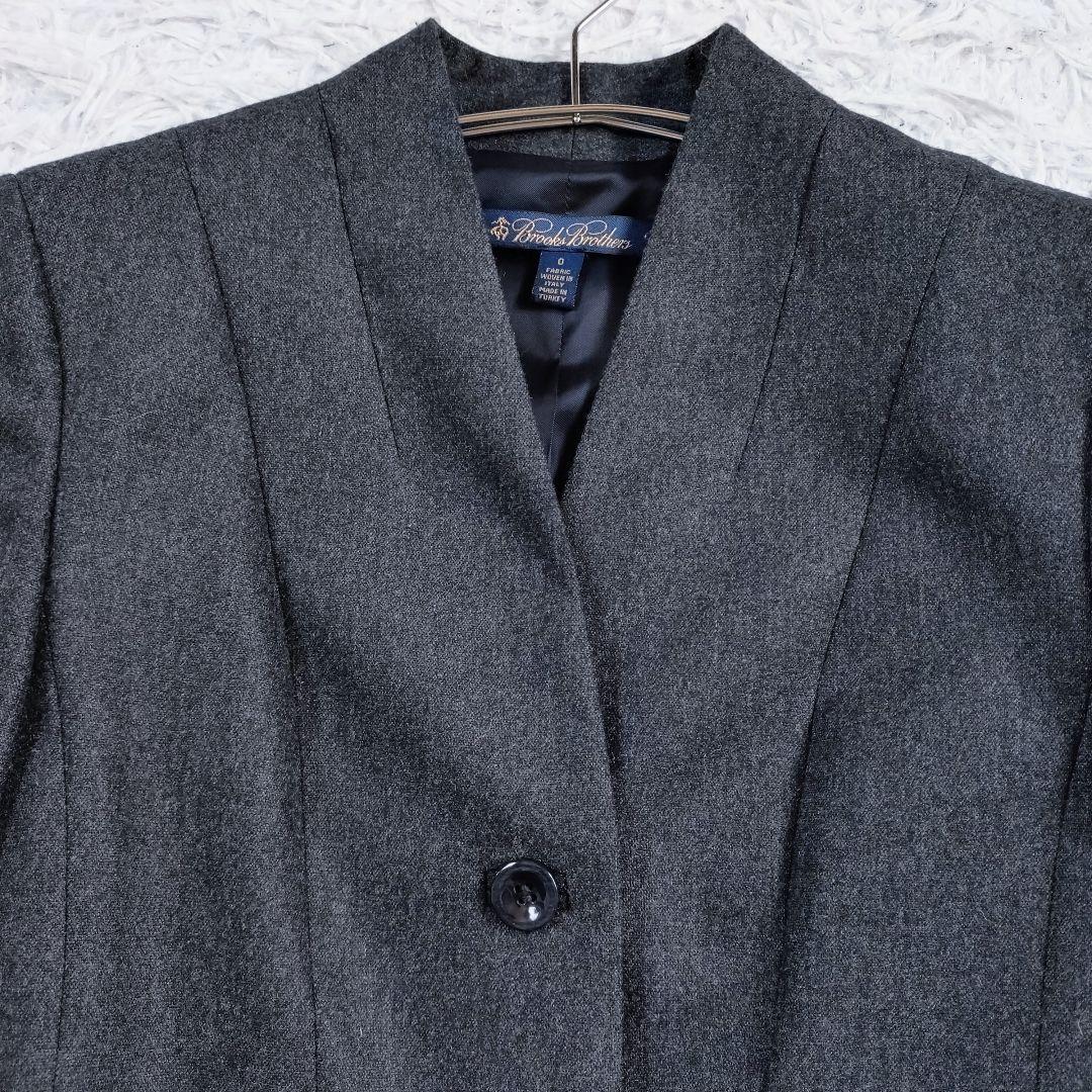 ノーカラースーツ　ワイドパンツ　ブルックスブラザーズ　カシミヤ混　グレー系