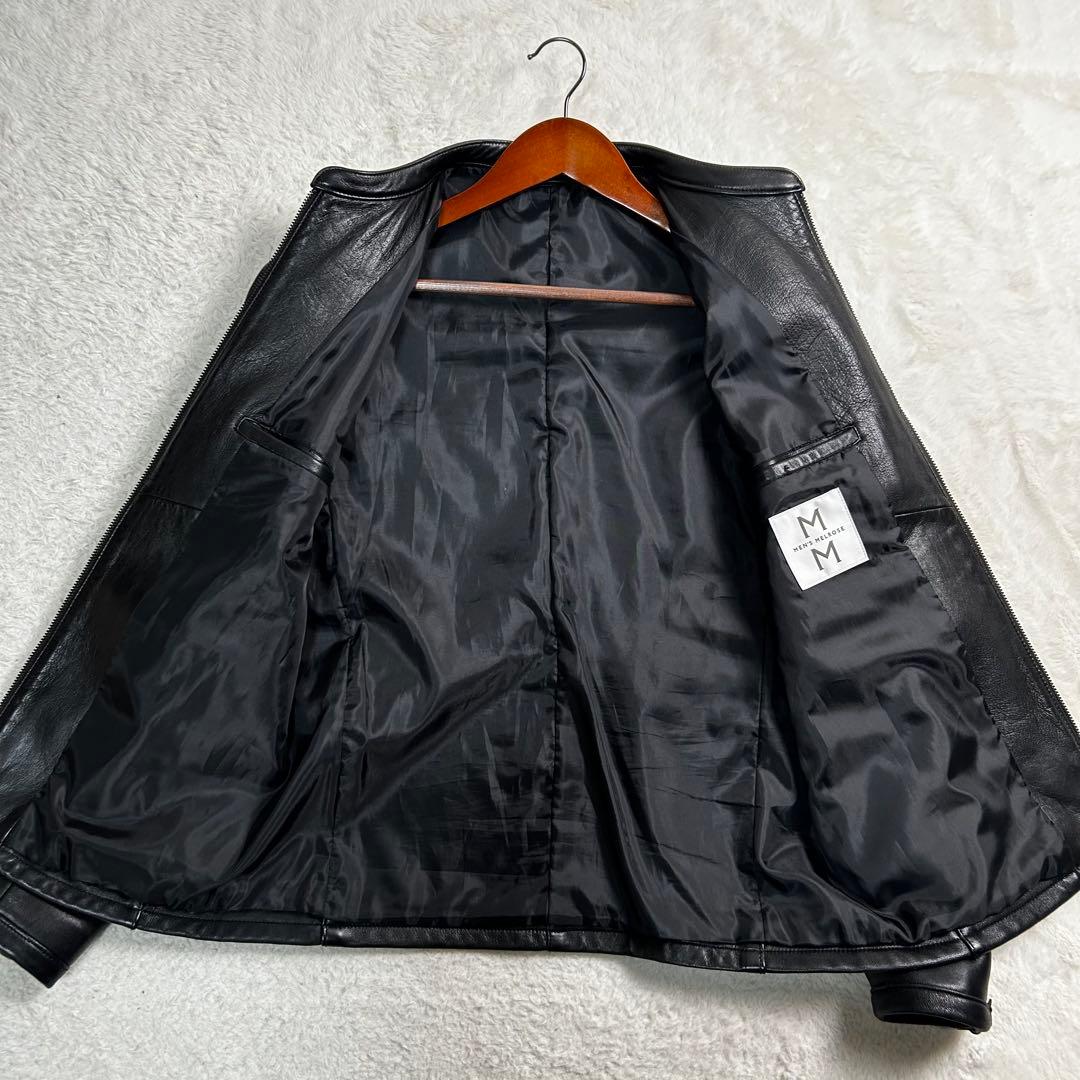 極美品◆メンズメルローズ レザー シングルライダースジャケット ラムレザー 4