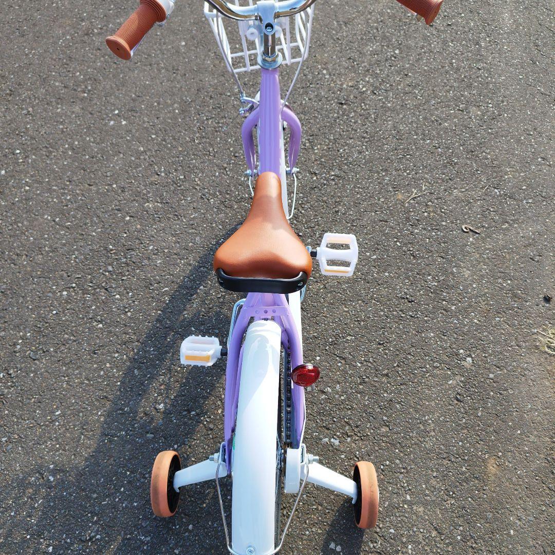 子供用自転車 パープル バスケット付き　16インチ
