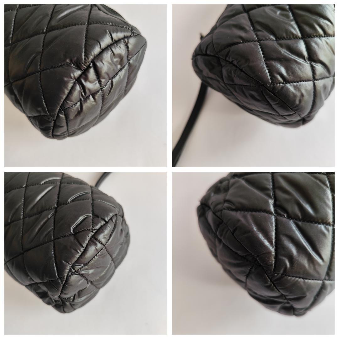 鑑定済良品シャネル コココクーン ナイロンポーチ 筒型 ポシェット 黒 13番台