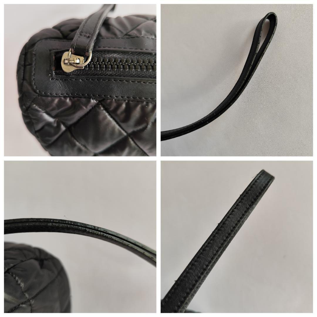 鑑定済良品シャネル コココクーン ナイロンポーチ 筒型 ポシェット 黒 13番台