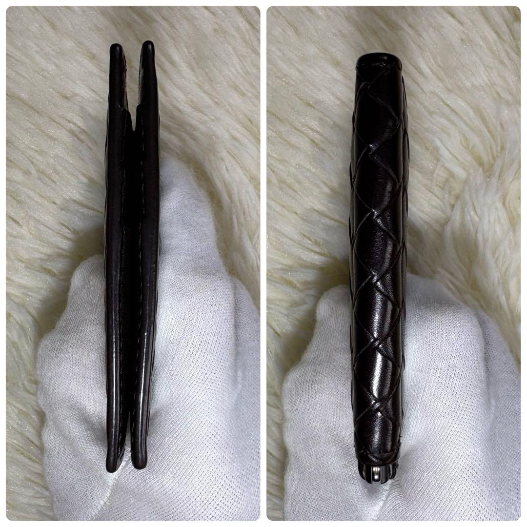 美品 BOTTEGA VENETA イントレチャート マネークリップ 折り財布