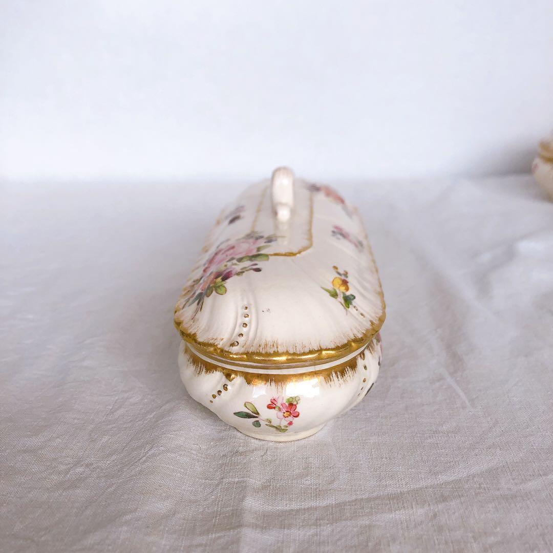 サルグミンヌ　陶器製　トゥースブラシケース　花柄　フランスアンティーク雑貨