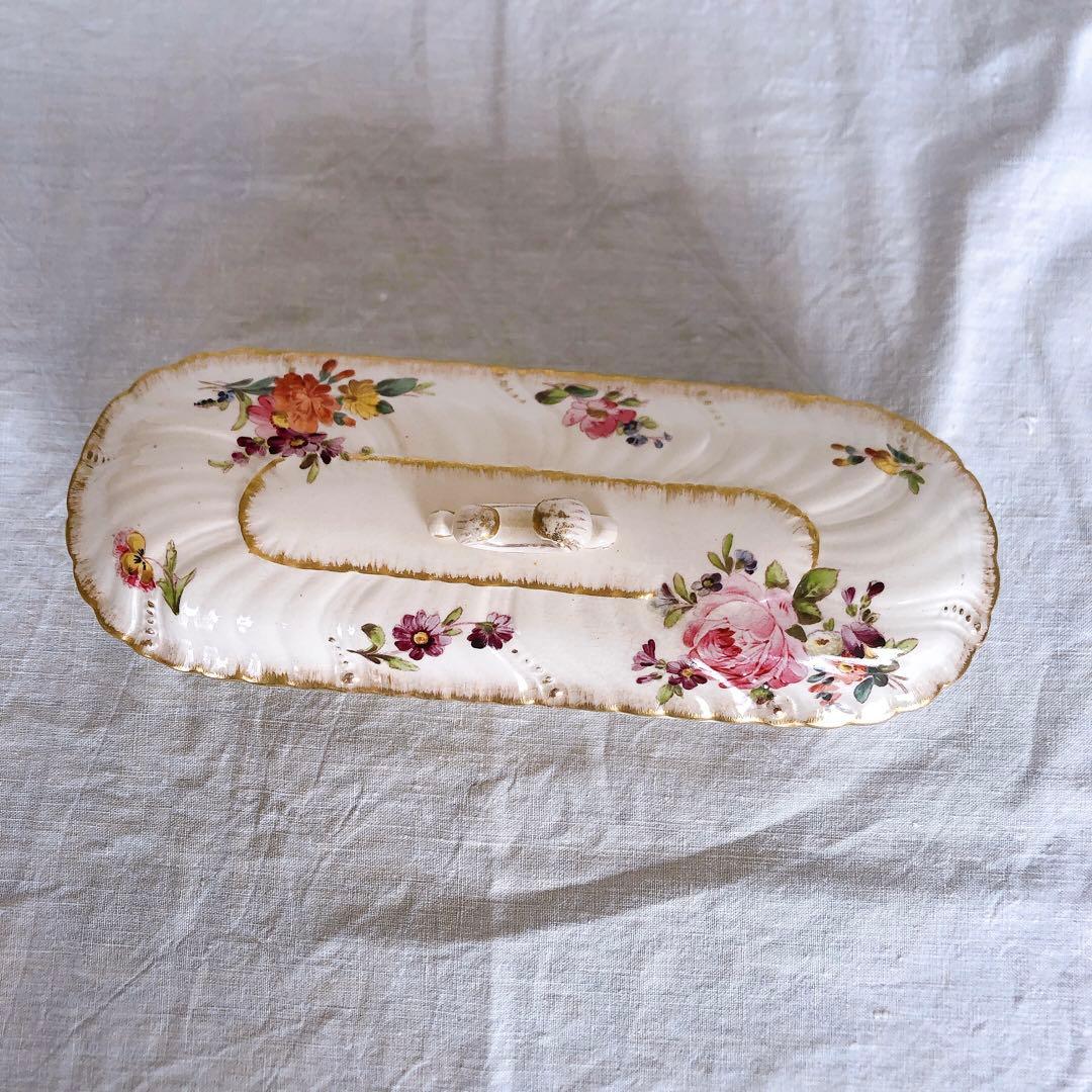 サルグミンヌ　陶器製　トゥースブラシケース　花柄　フランスアンティーク雑貨