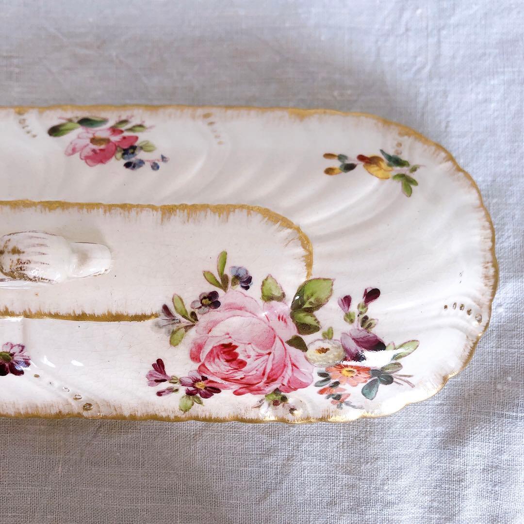 サルグミンヌ　陶器製　トゥースブラシケース　花柄　フランスアンティーク雑貨