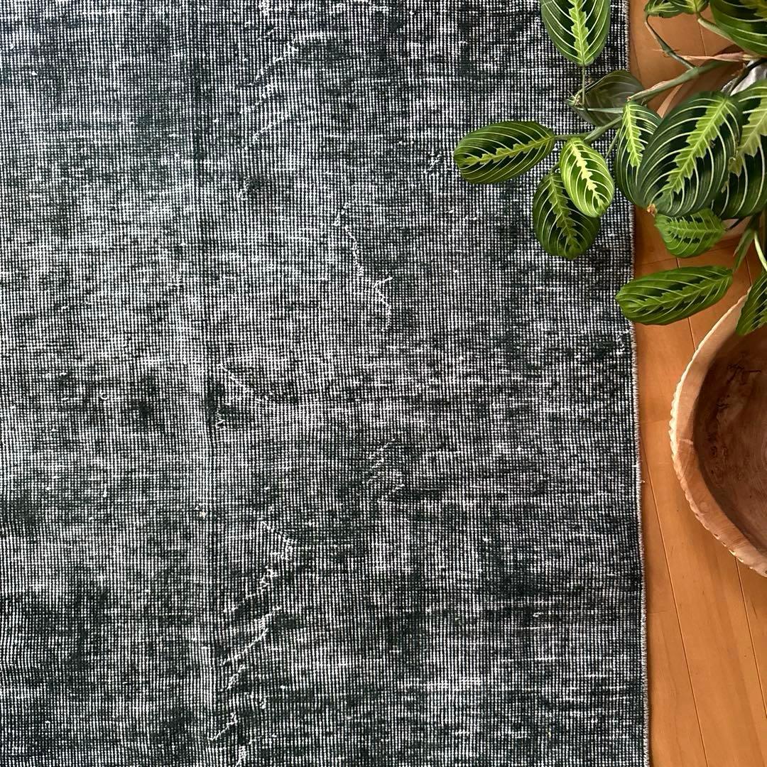 94.5×206ビリジアングリーン　ワンカラー　貴重トルコヴィンテージラグ