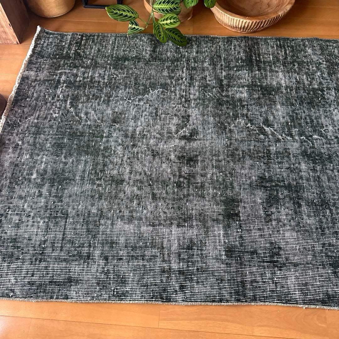 94.5×206ビリジアングリーン　ワンカラー　貴重トルコヴィンテージラグ