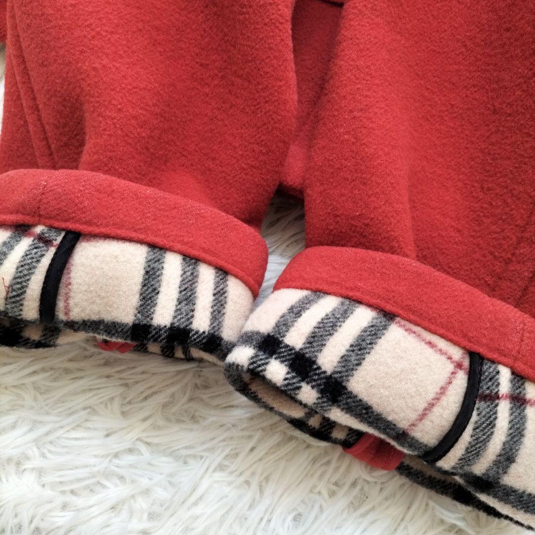 美品♡バーバリーブルーレーベル　ダッフルコートショート丈 ノバチェック 赤 40