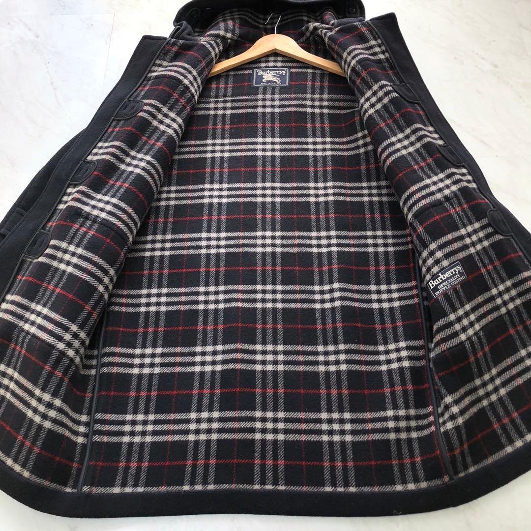 ✨美品✨バーバリー ダッフルコート ノバチェック ネイビー ウール Lサイズ