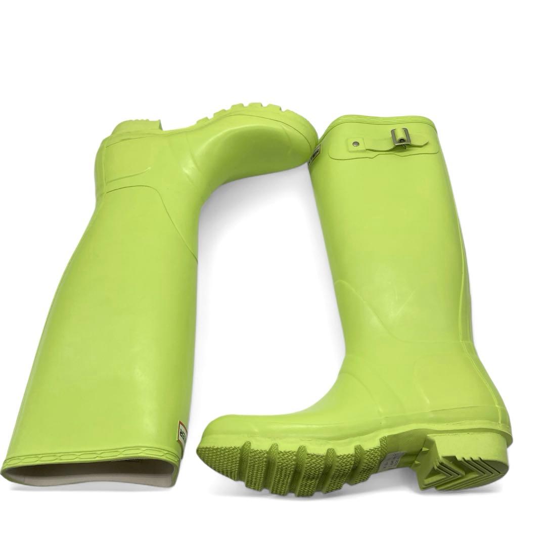 未使用級 ハンター レインブーツ ライムグリーン UK7 25.5cm