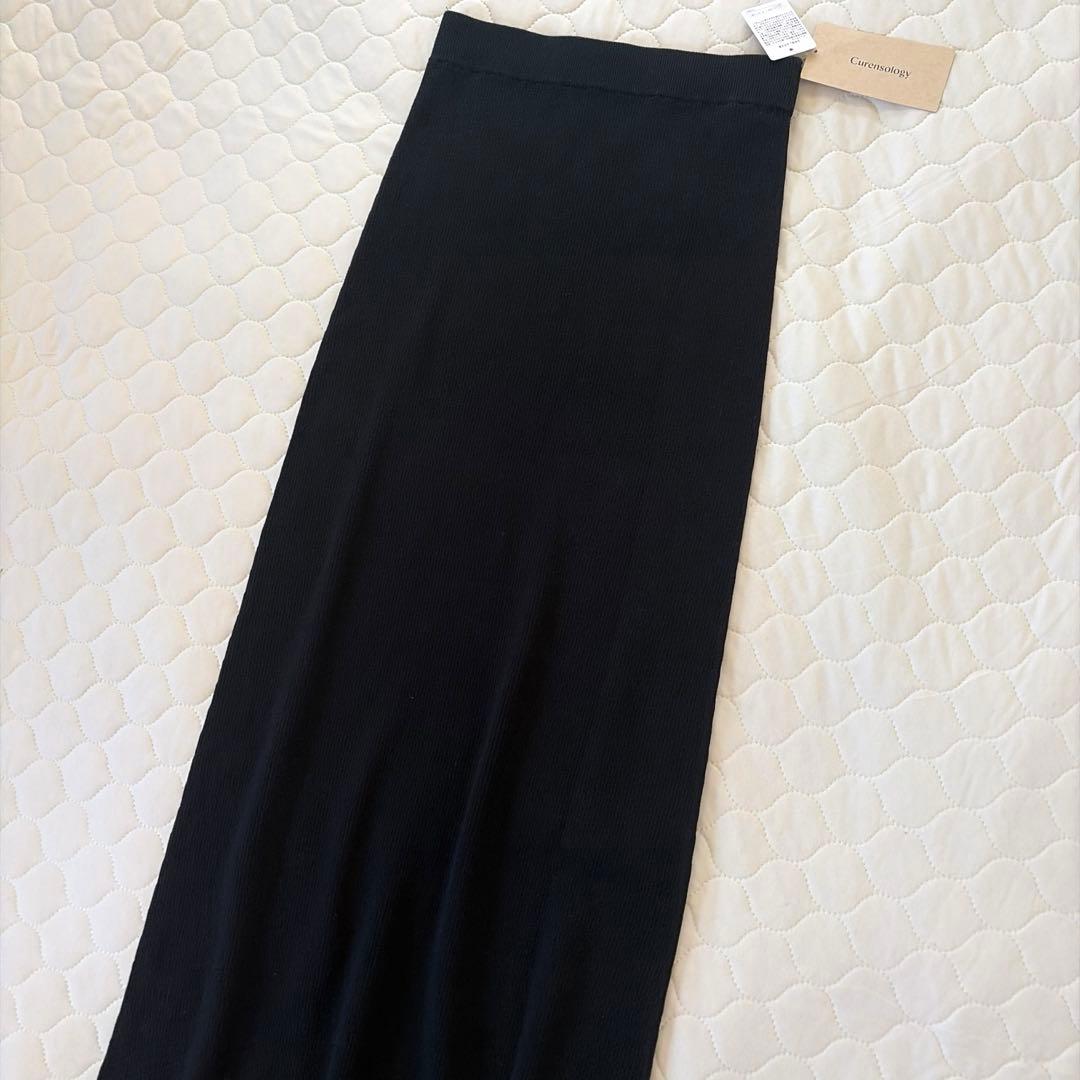 【新品タグ付】Curensology コットンリブタイトスカート ブラック