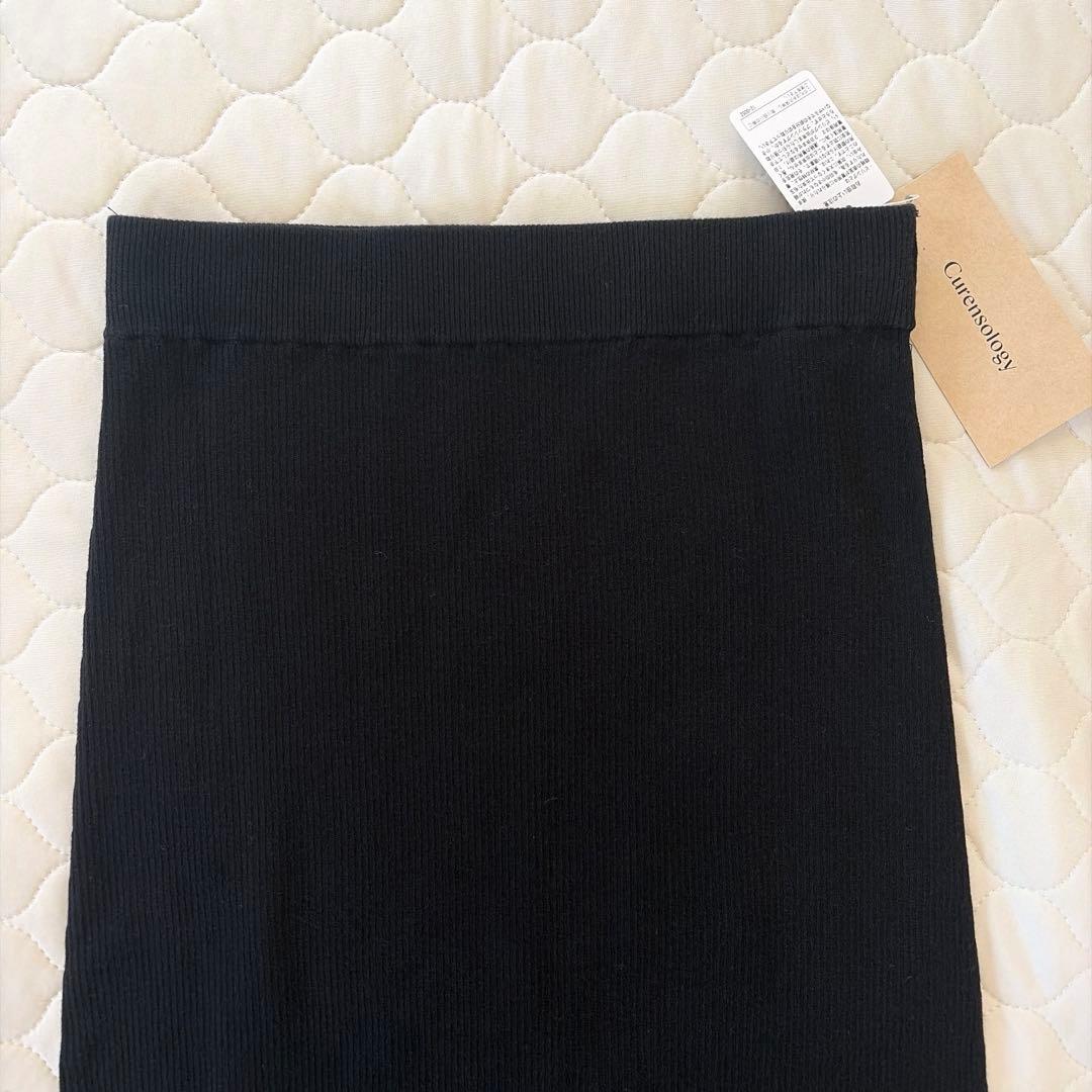 【新品タグ付】Curensology コットンリブタイトスカート ブラック
